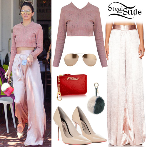 Kendall Jenner: Pink Crop Top & Trousers | Steal Her Style