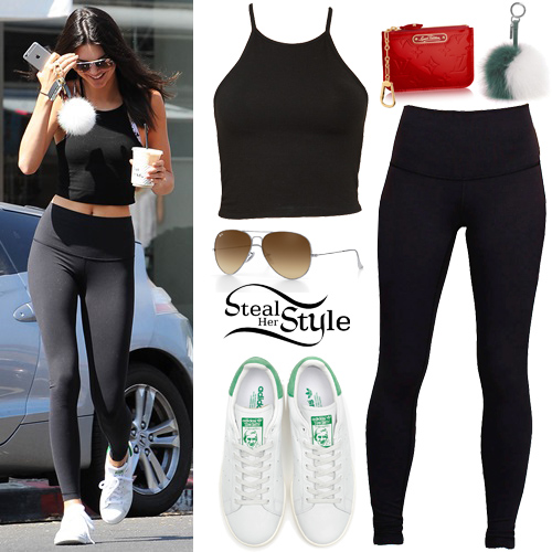 kendall jenner rocks a tank top and leggings while visiting a