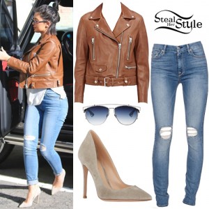 Kylie Jenner: Brown Jacket, Ripped Jeans | Steal Her Style