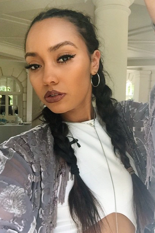 Leigh-Anne Pinnock Straight Dark Brown Pigtail Braids 