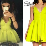 Madison Beer: Neon Zippered Dress