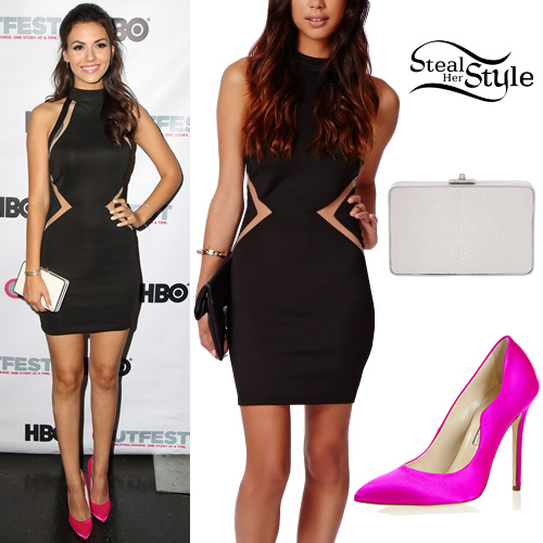 Victoria Justice Black Mesh Dress Pink Pumps Steal Her Style