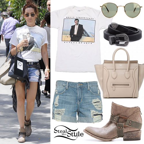 Ashley Tisdale: Destroyed Shorts, Ankle Boots