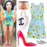 Demi Lovato: Printed Terry Cloth Dress