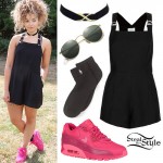 Ella Eyre: Black Overalls, Pink Sneakers