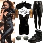 Ella Eyre: Black Latex Outfit