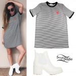 Lexee Smith: Stripe Tunic, White Boots