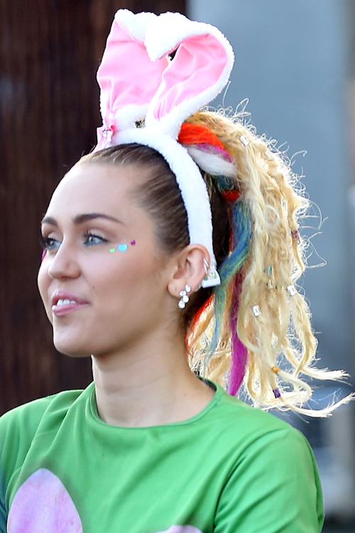 Miley Cyrus Wavy Medium Brown Faux Dreads High Ponytail Ponytail