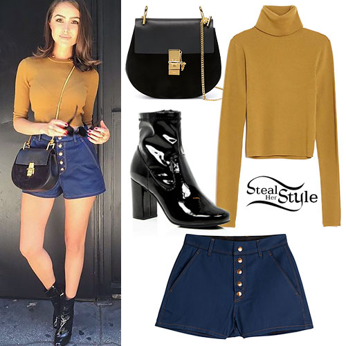 Olivia Culpo: Mustard Sweater Outfit