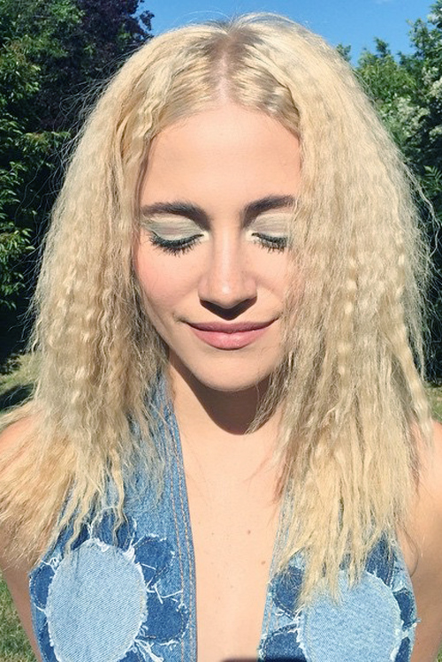 Pixie Lott Crimped Ash  Blonde  Angled Hairstyle Steal Her 