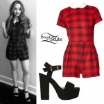 Sabrina Carpenter: Plaid Romper, Platform Sandals