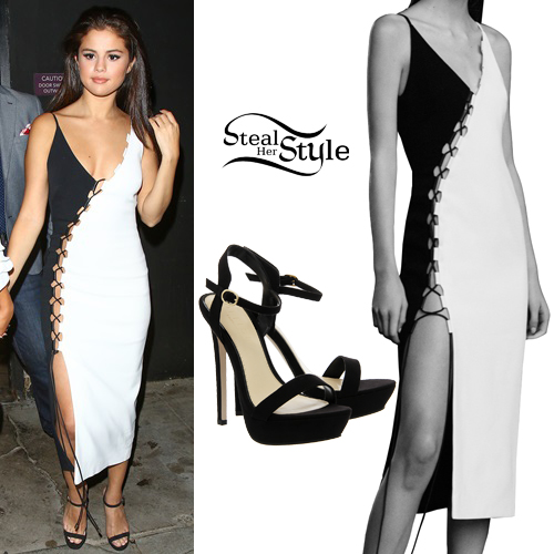 Selena Gomez: Black \u0026 White Dress 