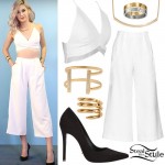 Amanda Steele: White Bralet, Wide Leg Pants