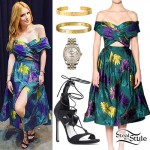 Bella Thorne: Green Floral Dress