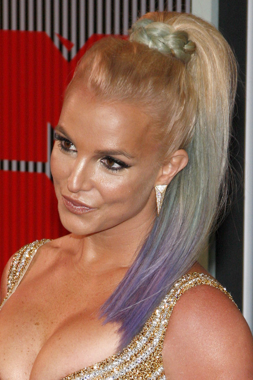 Britney Spears Straight Platinum Blonde High Ponytail