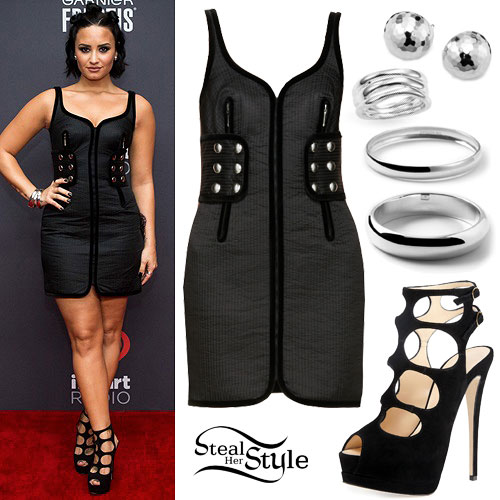 Demi Lovato: Quilted Dress, Platform Sandals