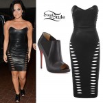 Demi Lovato: Slashed Leather Dress