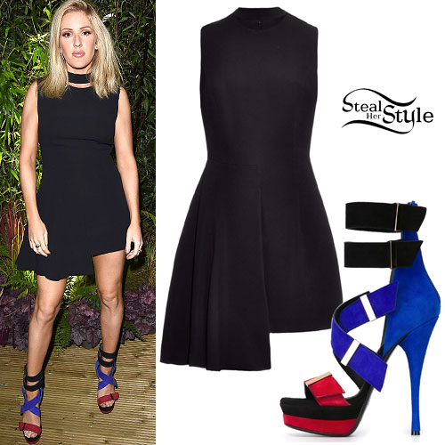Ellie Goulding: Black Asymmetric Dress