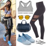 Kendall Jenner: Mesh Leggings, Blue Sneakers