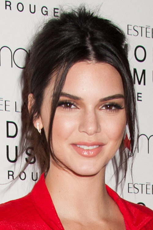 Kendall Jenner Straight Dark Brown Face-Framing Pieces, Updo Hairstyle ...