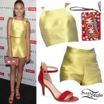 Maddie Ziegler: Yellow Top & Shorts