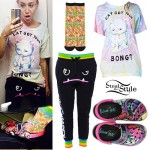 Miley Cyrus: Cat Tee, Printed Crocs