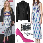 Peyton List: Floral Skirt, Suede Pumps