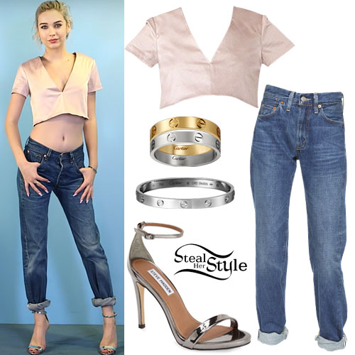 Amanda Steele: Satin Top, Boyfriend Jeans