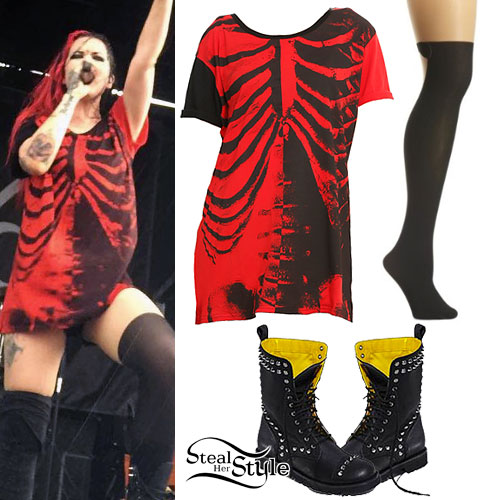 Ash Costello: Black & Red Ribcage Tee