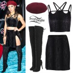 Charli XCX: Slit Skirt, Over-the-Knee Boots