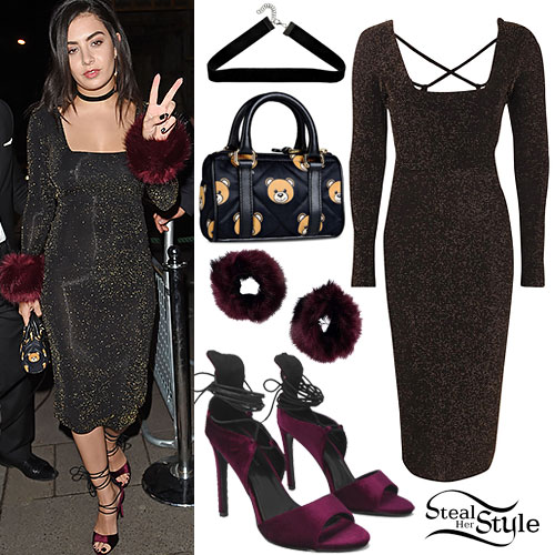 Charli XCX: Sparkle Dress, Fur Cuffs | Steal Her Style