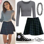 Daya: Plaid Skirt, Gray Long-Sleeve