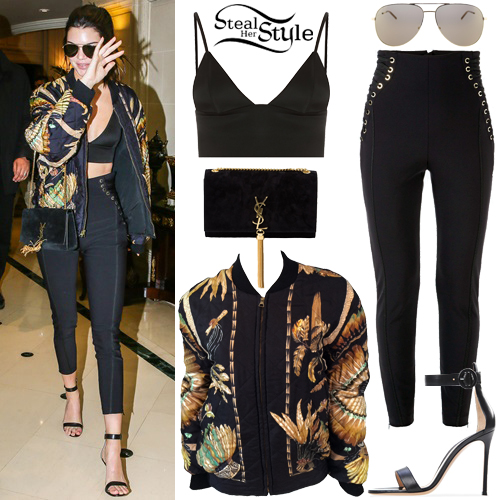 Kendall Jenner: Bomber Jacket, Lace-Up Pants | Steal Her Style