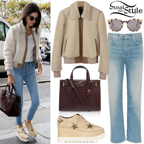 Kendall Jenner: Shearling Jacket, Croc Bag | Steal Her Style