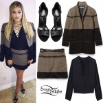 Olivia Holt: Lace-Up Top, Wool Skirt