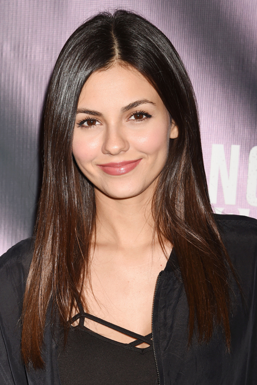 Victoria Justice Straight Dark Brown Flat-Ironed Hairstyle | Steal Her ...