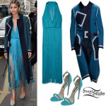 Zendaya: Colorblock Coat, Fringe Dress