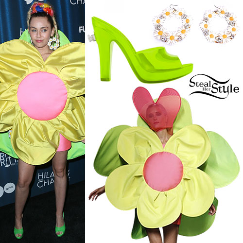 Miley Cyrus: Flower Dress, Green Sandals