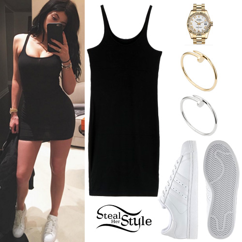 Kylie Jenner: Black Mini Dress, White 