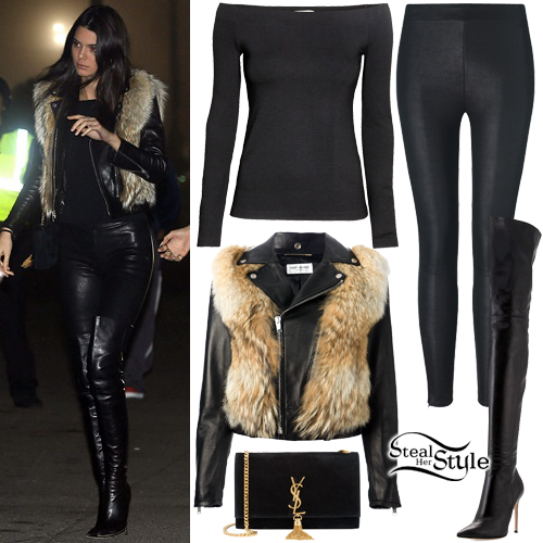 Kendall Jenner: Fur and Leather Jacket, Knee Boots | Steal Her Style