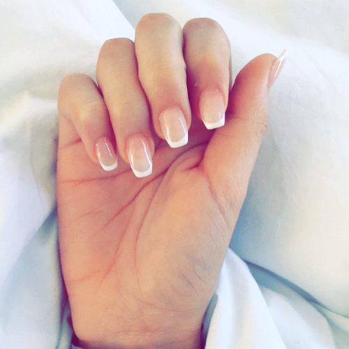 Madison Beer Clear, White French Manicure Nails | Steal Her Style