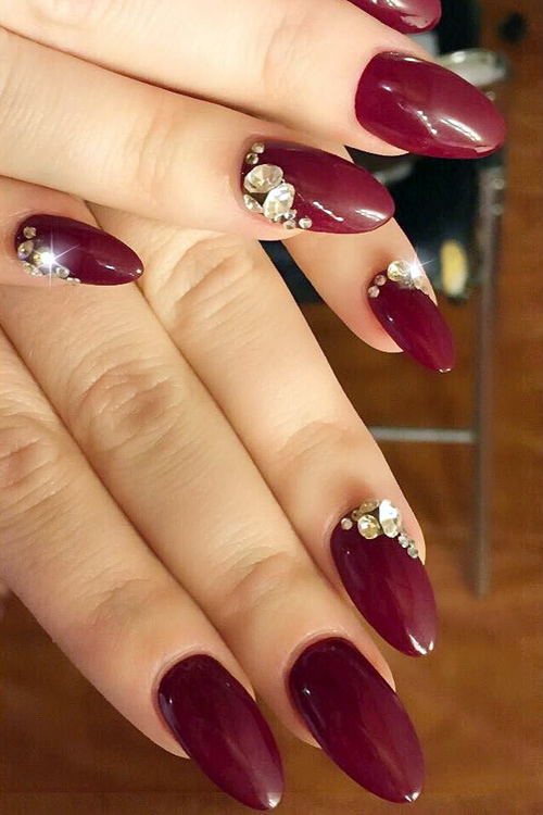 Adele Burgundy Stones Nails Steal Her Style