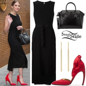 Ashley Benson: Black Dress, Red Bow Pumps | Steal Her Style