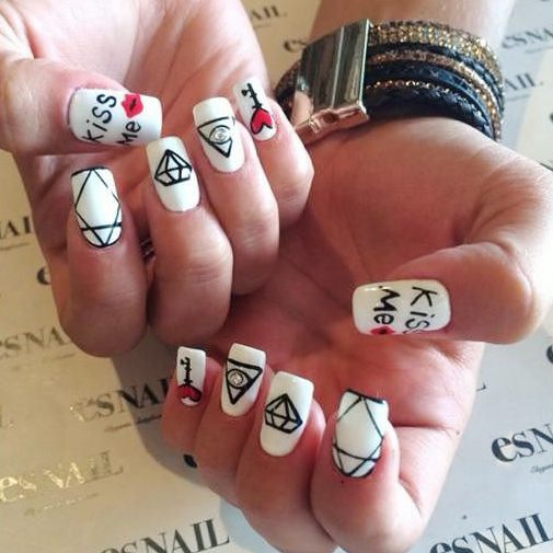 Fatima Ptacek White Diamond, Key, Writing Nails 