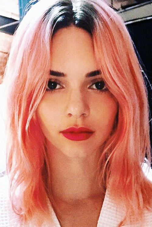 Kendall Jenner Straight Pink Dark Roots Hairstyle  Steal 