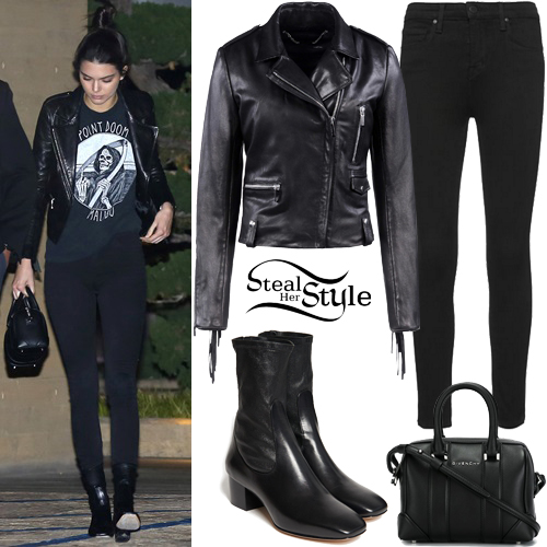 Kendall Jenner: Fringe Leather Jacket, Black Jeans | Steal Her Style