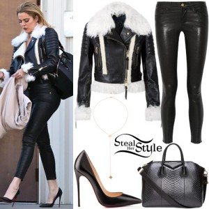 Khloe Kardashian: Shearling Jacket, Leather Pants | Steal Her Style