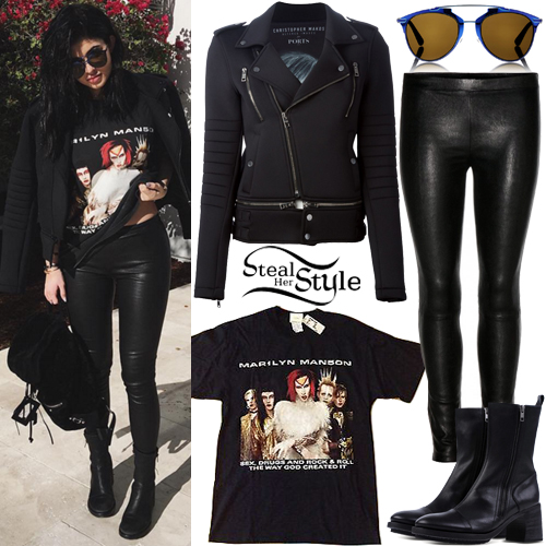Kylie Jenner: Neoprene Jacket, Leather Pants | Steal Her Style