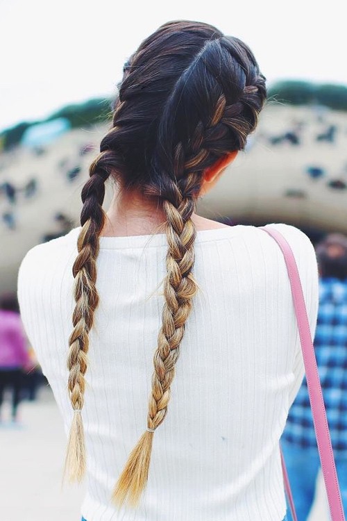 French Braid Pigtails [Brown]