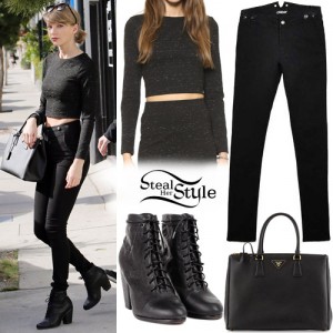 Taylor Swift: Cut-Out Crop Top, Black Jeans | Steal Her Style